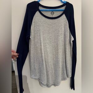 SO Women's Long Sleeve Top - Navy and Gray
